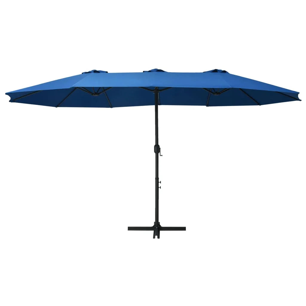 vidaXL Garden Parasol Blue Polyester fabric, Aluminum pole and ribs Large