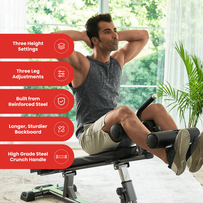 Finer Form Semi, Commercial Sit Up Bench Elite, Reverse Crunch Handle for Ab Exercises, Reverse Crunch and Decline Sit Up with 4 Adjustable Height Settings, Black