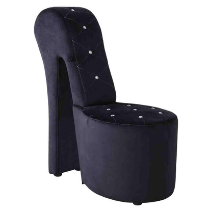 Best Master Furniture Tristram 19" Velvet High Heel Shoe Chair in Navy Blue