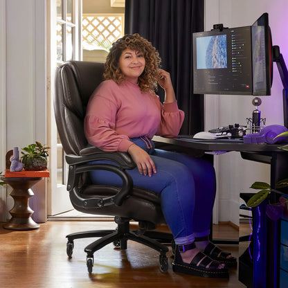 Waleaf Heavy Duty Big and Tall Office Chair 500lbs with Adjustable Lumbar Support,High Back Office Chair for Adults