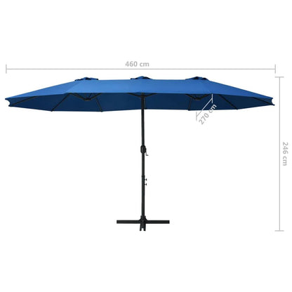 vidaXL Garden Parasol Blue Polyester fabric, Aluminum pole and ribs Large