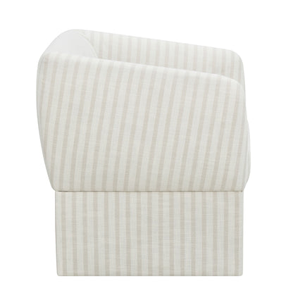 Beautiful Small Space Accent Chair by Drew Barrymore, Beige and White Linen