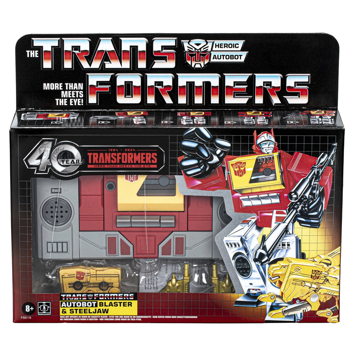 Transformers Toys Retro 40th Anniversary Autobot Blaster & Steeljaw Action Figures