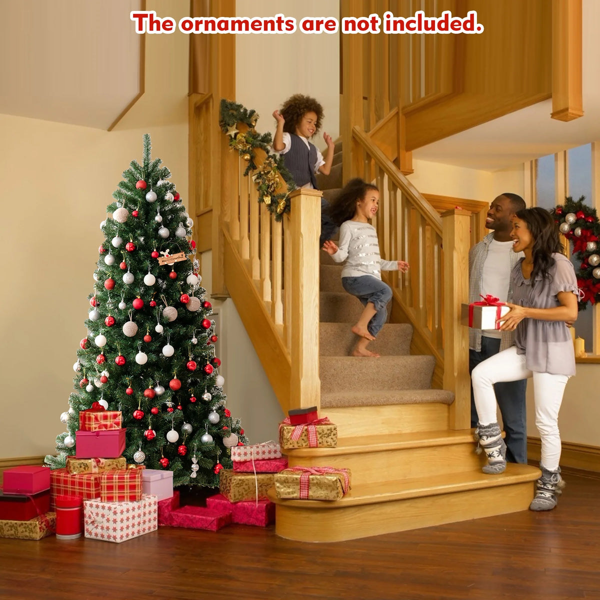 Costway 7ft Pre-lit Hinged Christmas Tree w/ Remote Control & 9 Lighting Modes