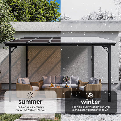 Aoxun 8' x 5' Gazebo for Patio, Gazebo Pergola with Sloped Roof, Grill Gazebo Large Wall-Mounted Heavy Duty Awnings, for Backyard, Deck, Patio