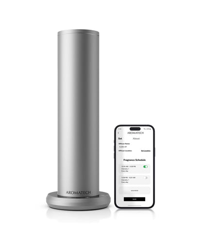 AromaTech New AroMini BT Plus Scent Diffuser w/Bluetooth �C Cold-Air Diffusion Scent Machine for Home, Office, Hotel, Spa �C Nebulizing Diffusion System for Essential Oil Blends (Black)