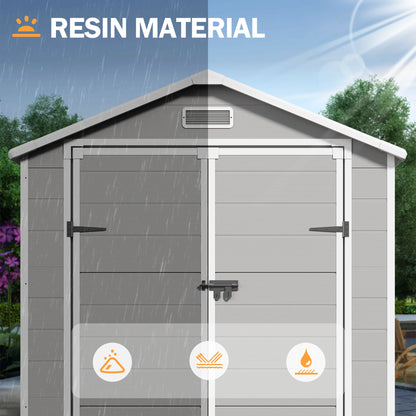 UDPATIO Outdoor Storage Shed 5x3 FT, Resin Garden Shed for Backyard, Patio, Lawn, Grey & White