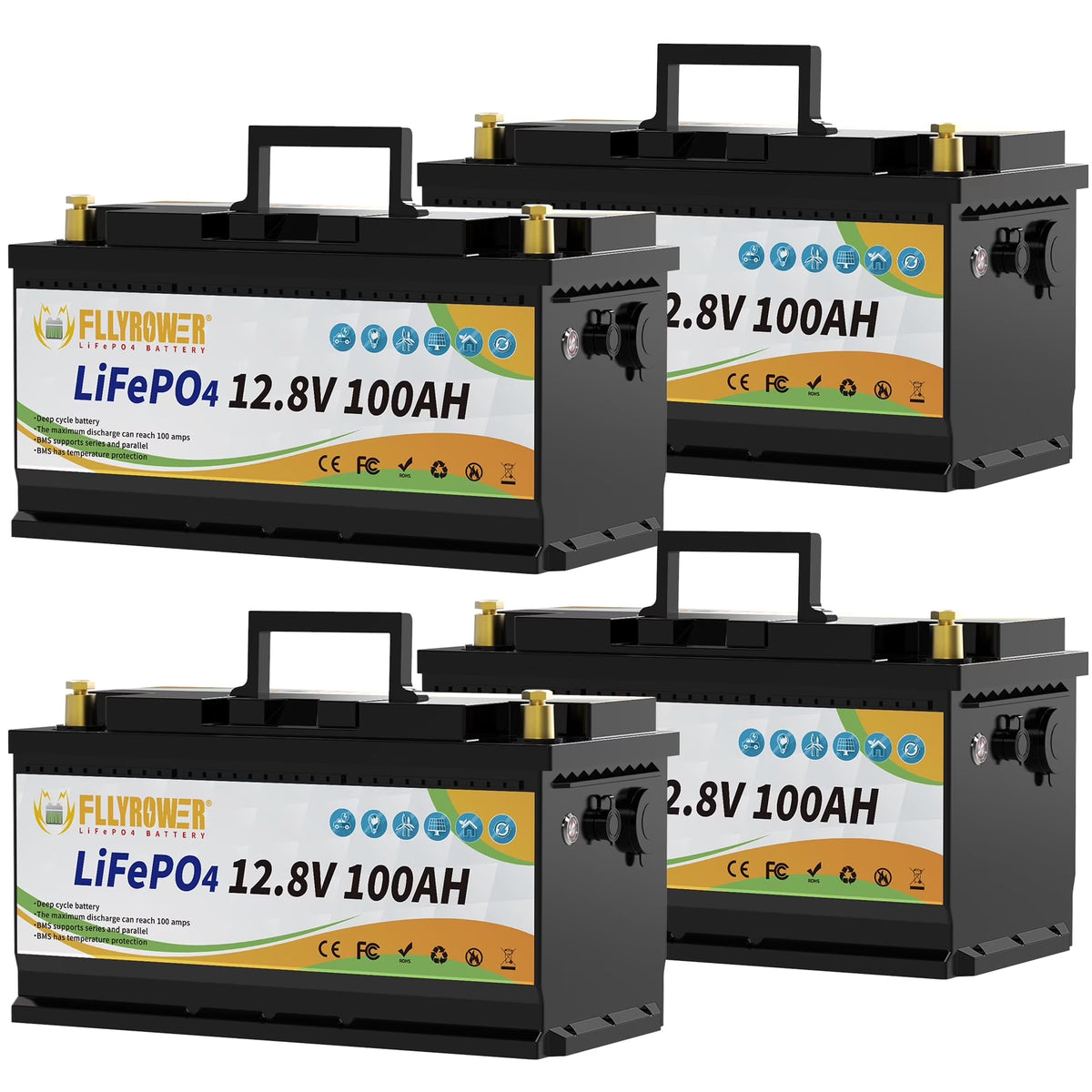 12V 100Ah LiFePO4 Lithium Battery with a Charger,for RV,Marine,Solar,Trolling Motor,Camping,Home Energy Storage,Built in 100A BMS,15000+Deep Cycles