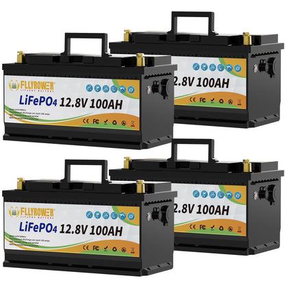 12V 100Ah LiFePO4 Lithium Battery with a Charger,for RV,Marine,Solar,Trolling Motor,Camping,Home Energy Storage,Built in 100A BMS,15000+Deep Cycles