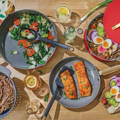 Beautiful 12pc Ceramic Non-Stick Cookware Set with Strainer Lids, White Icing by Drew Barrymore