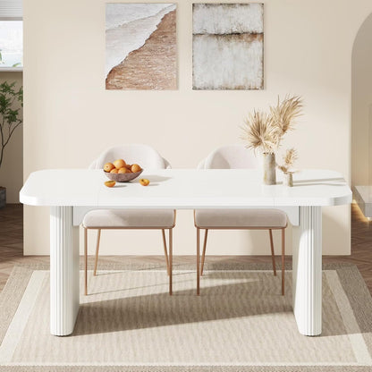 Tribesigns Farmhouse Dining Table for 4-6, Rectangular Wood Kitchen Table with Double Pedestal, 62-Inch Dinner Table for Dining Room, Living Room (Natural)