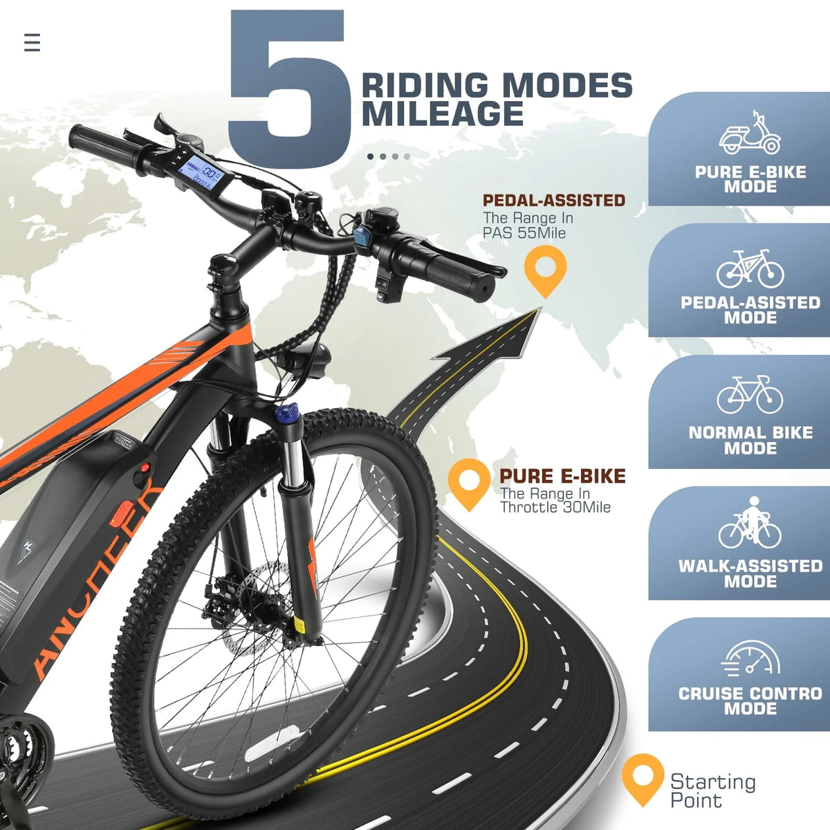 Vibespark Electric Bike, Electric Bike for Adults 26" EBike 500W Adult Electric Bicycle, 19.8MPH Electric Mountain Bike, 48V 7.8Ah Battery, Lockable Suspension Fork, Shimano 21 Speed, LCD Display