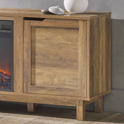 Walker Edison Transitional 2-Door Fireplace TV Stand for TVs up to 65��, Reclaimed Barnwood