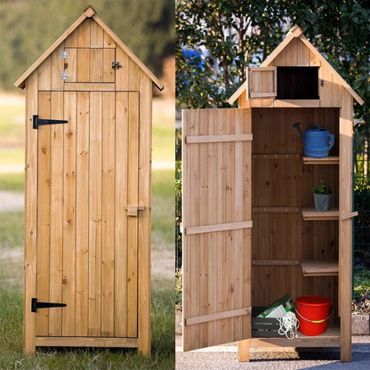 UBesGoo Fir wood  with Single Door Wooden Live Garden Shed Wooden Lockers Wood