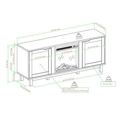 Walker Edison Transitional 2-Door Fireplace TV Stand for TVs up to 65��, Reclaimed Barnwood