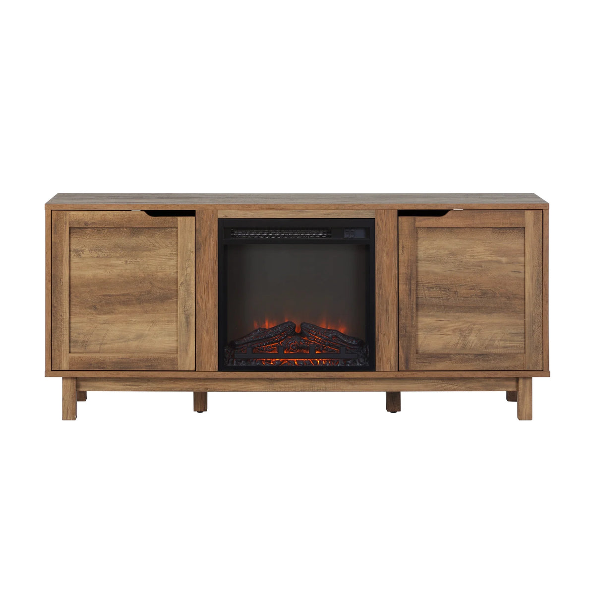 Walker Edison Transitional 2-Door Fireplace TV Stand for TVs up to 65��, Reclaimed Barnwood