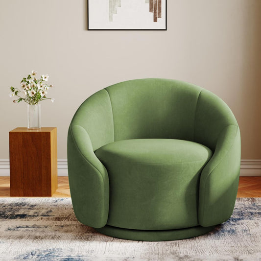 360�� Swivel Accent Chair for Living Room, Boucle Barrel Armchair Single Sofa Chair Reading Chair, Sage Green