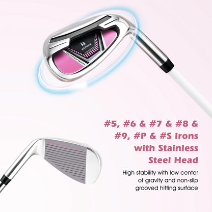 Ultimate Women’s Complete Golf Club Set Golf Club Package Set w/ Rain Hood, Right Hand Purple