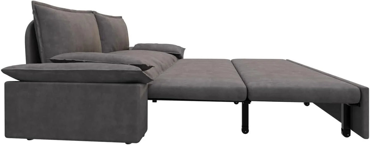 Tabaray 63.8" Futon Sofa Bed Queen Size, Pull Out Bed, 3-in-1 Convertible Sleeper Sofa with Side Pocket, Modern Plush Velvet Futon Couch for Living Room, Small Space, Apartment, Bedroom, Black