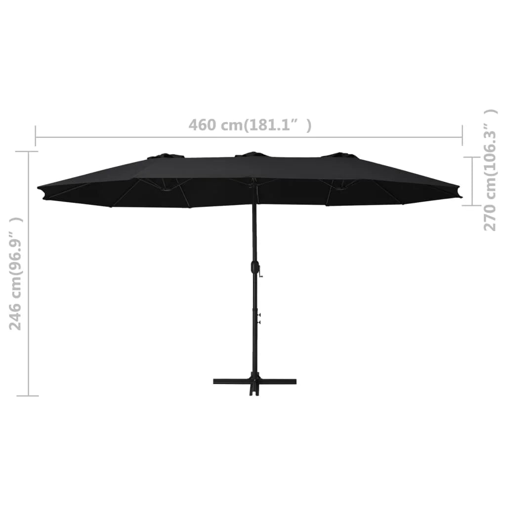 vidaXL Garden Parasol Blue Polyester fabric, Aluminum pole and ribs Large