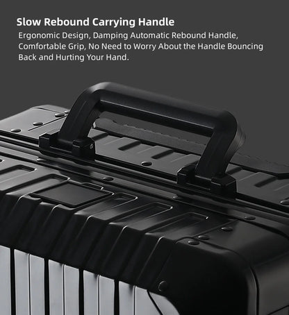 All Aluminum Magnesium Hardshell Carry On Luggage with Lock, Airline Approved Hardside Carry on Suitcase with Spinner Wheels, Checked Metal Rolling Luggage Case for Travel, Business