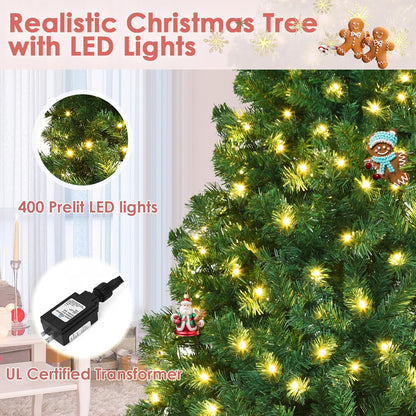 Vebreda 6FT Pre-Lit Artificial Christmas Tree with 300 Warm White LED Lights, Hinged Branch Design, Eco-Friendly PVC Needles & Foldable Metal Stand for Home, Office & Holiday D��cor