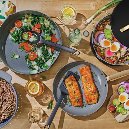 Beautiful 12pc Ceramic Non-Stick Cookware Set with Strainer Lids, White Icing by Drew Barrymore