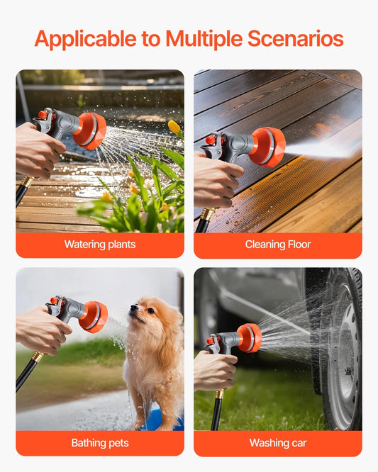 VEVOR Retractable Garden Hose Reel, 5/8 Inch x 100 ft Wall Mounted Hose Reel, Heavy Duty Garden Hose Reel with 9 Patterns Nozzle, Any Length Lock, Upgraded Slow Return System and 180��Swivel Bracket