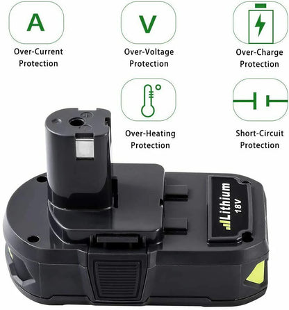 18V Battery for Ryobi ONE+ Chainsaws, Pole Saw, Cultivator, Seed Spreader
