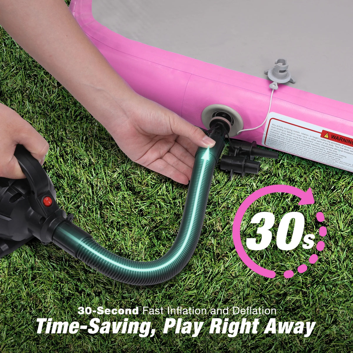 WARMOUNTS Tumbling Mat, 10 ft Inflatable Air Gymnastics Training Mats w/ Electric Pump, 4'' Thick Tumble Track for Home, Gym, Cheerleading, Water, Outdoor