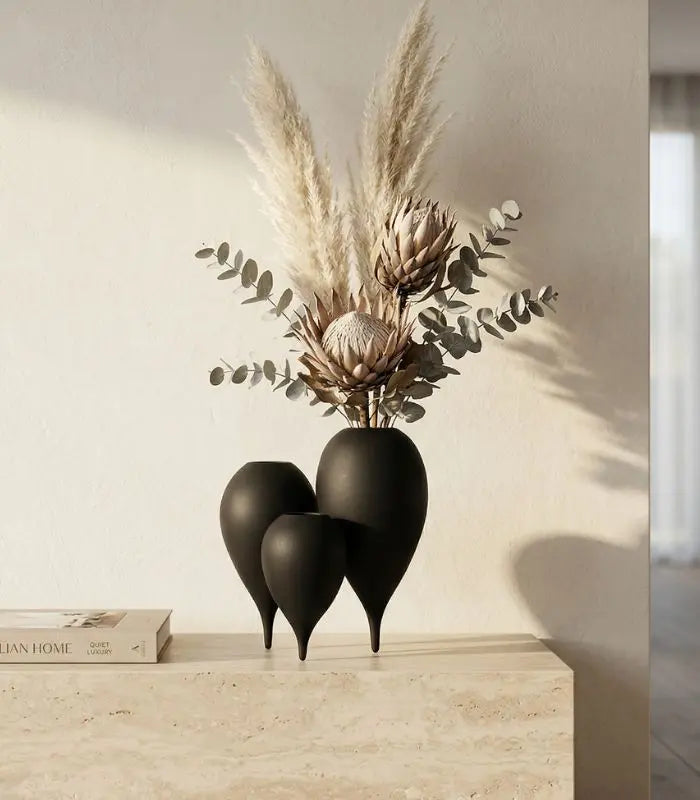 The Obsidian Sculptural Vase Black Resin