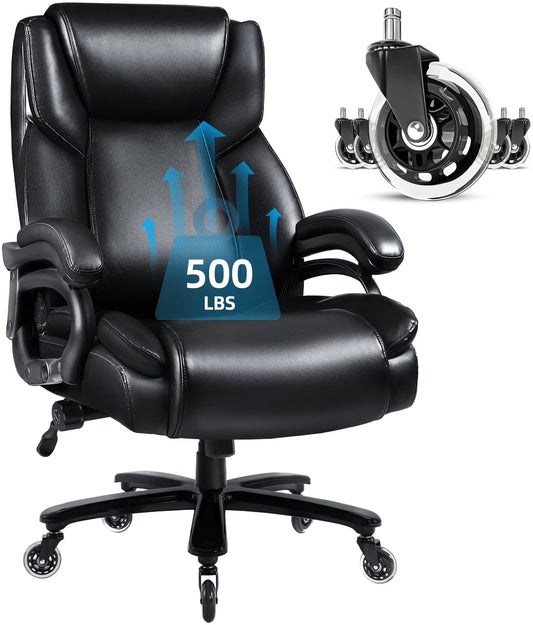Waleaf Heavy Duty Big and Tall Office Chair 500lbs with Adjustable Lumbar Support,High Back Office Chair for Adults