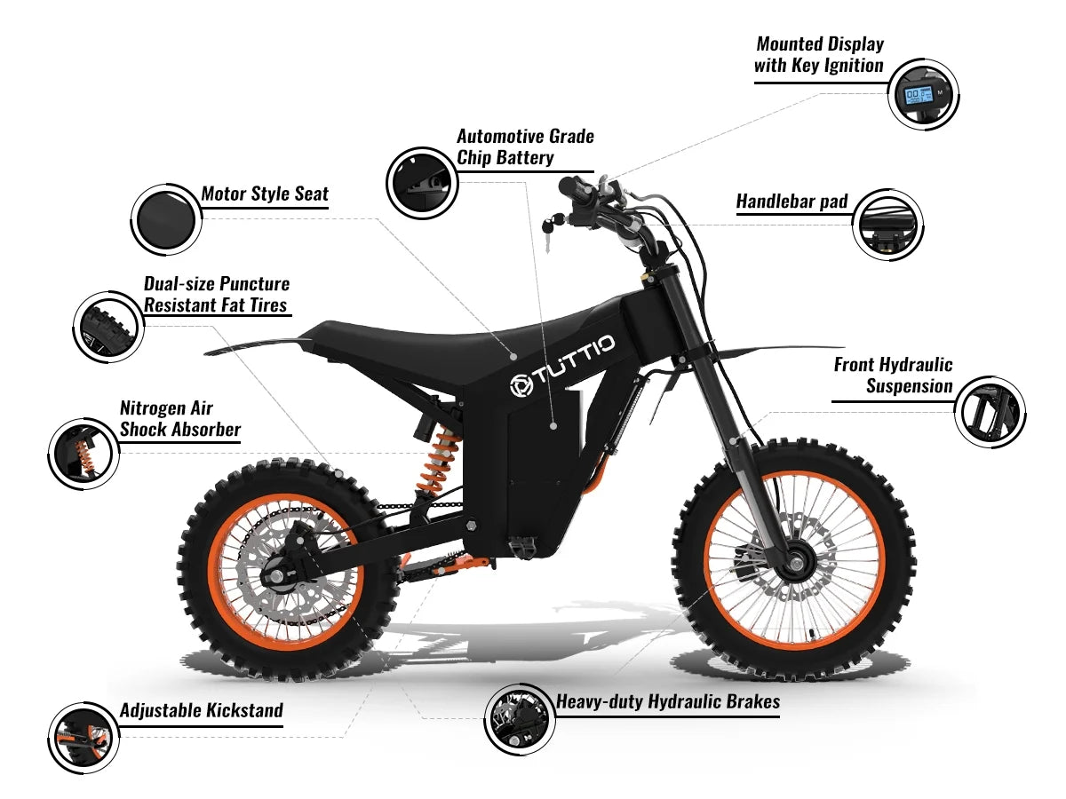 TUTTIO Soleil01 Electric Dirt Bike For Adults,48V 21Ah 200N.m,2000W Motor,Max 37Mph,Maximum Range 45 Miles,Dirt Bikes