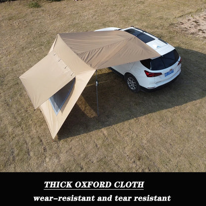 118x196in Car Side Awning with Pole Outdoor Camping Tent Tarp Waterproof Canopy Shade Sun Shelter with mesh