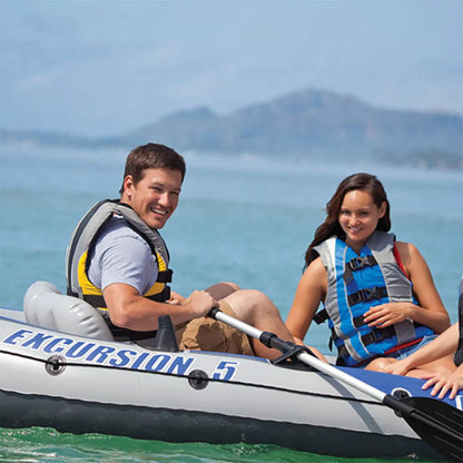 Intex 5 Person Inflatable Boat Set, Trolling Motor, & Boat Motor Mount Kit