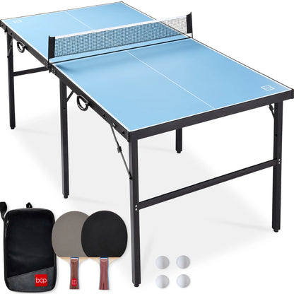 Best Choice Products 6x3ft Portable Ping Pong Table Game Set, Folding Table Tennis w/ 2 Paddles, Balls - Blue