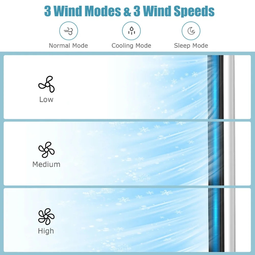 Topcobe 41" Evaporative Air Cooler with 3 Modes and 3 Speeds, Smart Floor Fans for Bedroom, Standing Bladeless Fan, White