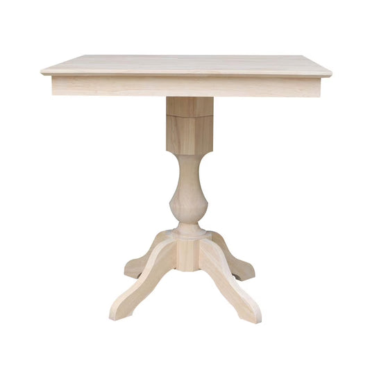 36" x 36"  Natural Solid Wood Square Top Pedestal Table - 29.9" Height