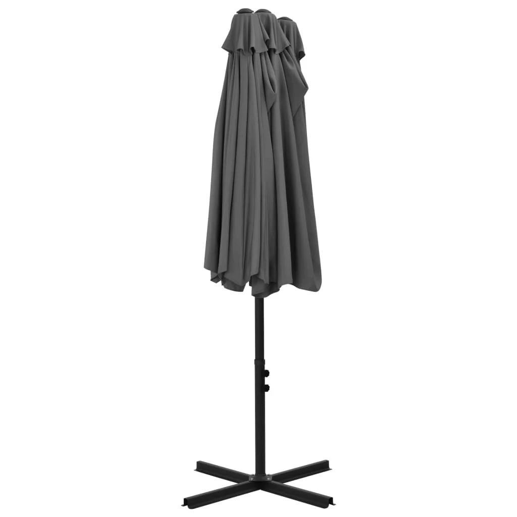 vidaXL Garden Parasol Blue Polyester fabric, Aluminum pole and ribs Large