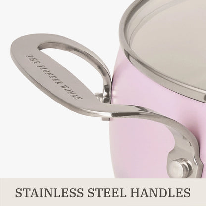 The Pioneer Woman Harlow 15-Piece Cookware Set, Ceramic Non-Stick Pots and Pans Set, Taupe