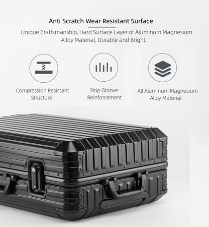 All Aluminum Magnesium Hardshell Carry On Luggage with Lock, Airline Approved Hardside Carry on Suitcase with Spinner Wheels, Checked Metal Rolling Luggage Case for Travel, Business
