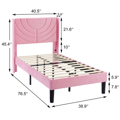VECELO Set of 2 Twin Bed Frames, Modern Upholstered Platform Bed Frame with Tufted Headboard, No Box Spring Needed, Dark Green