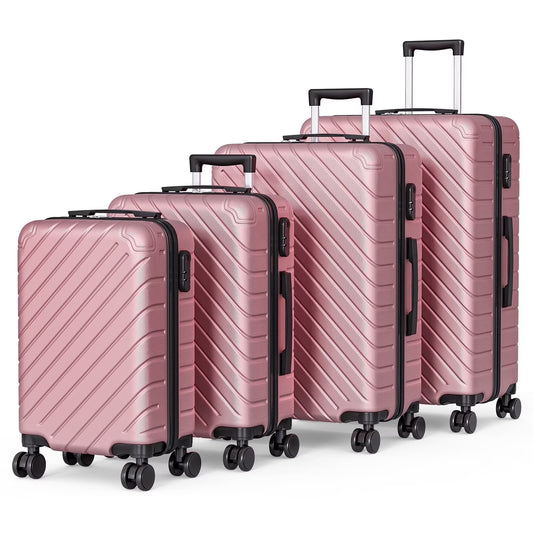 Apelila 4 Piece Luggage Sets Waterproof Durable Ultra-Light Hardside Spinner Suitcase Set Extra Large Capacity with 360�� Silent Wheels 3-Level Handles Lightweight Travel Luggage Free Covers & Hangers