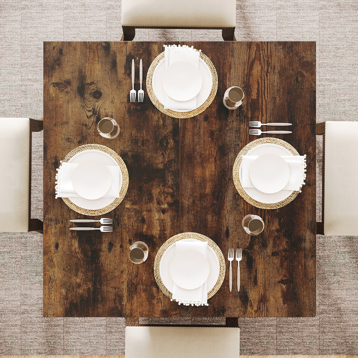 Tribesigns Square Dining Table for 4, 31.5-Inch Kitchen Table Small Dinner Table with Sturdy Pedestal Base, Farmhouse Dining Room Table for Home Dining Room, Living Room, Kitchen, Vintage Brown