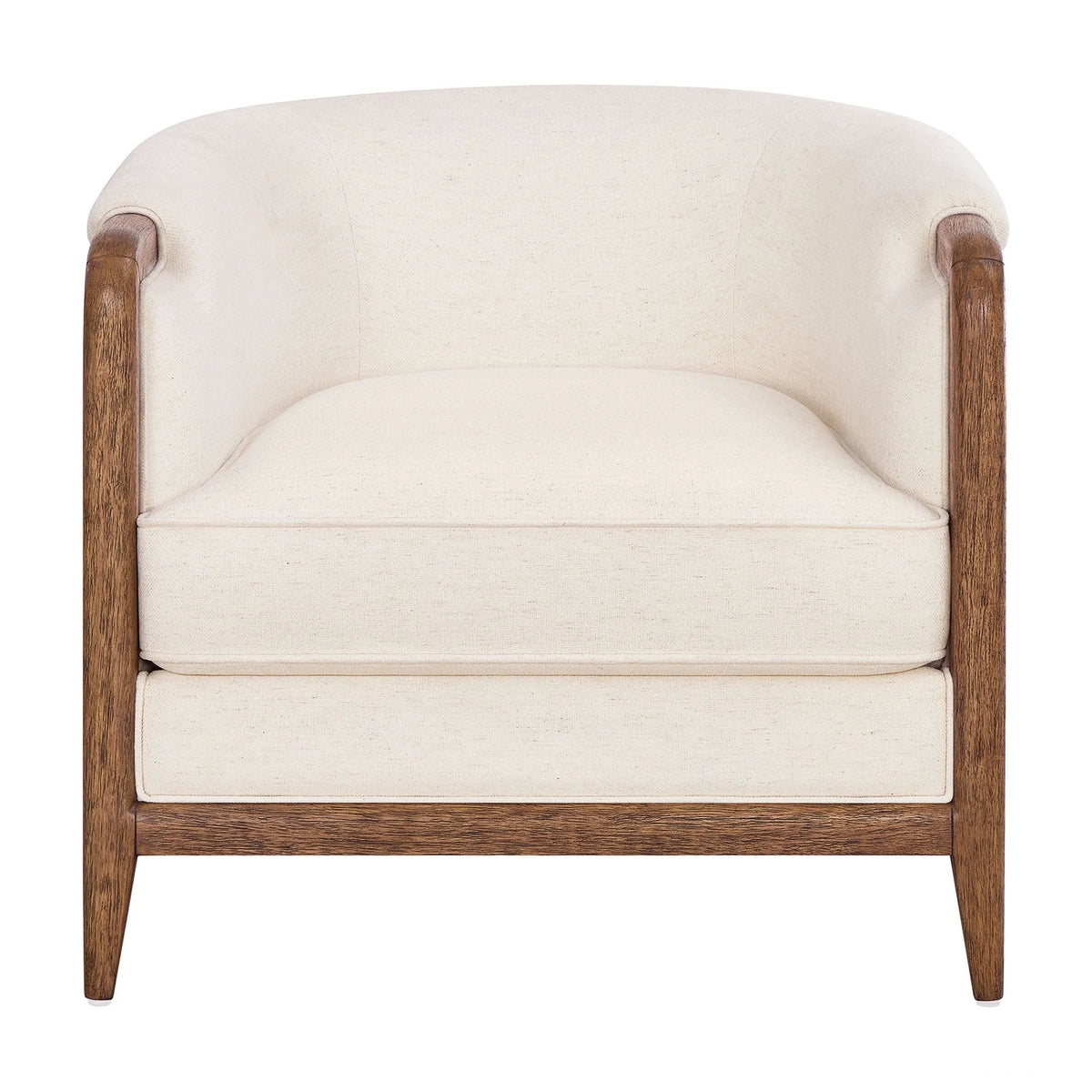 My Texas House Campbell Wood Accent Chair, Cream Fabric