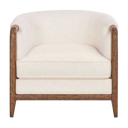 My Texas House Campbell Wood Accent Chair, Cream Fabric