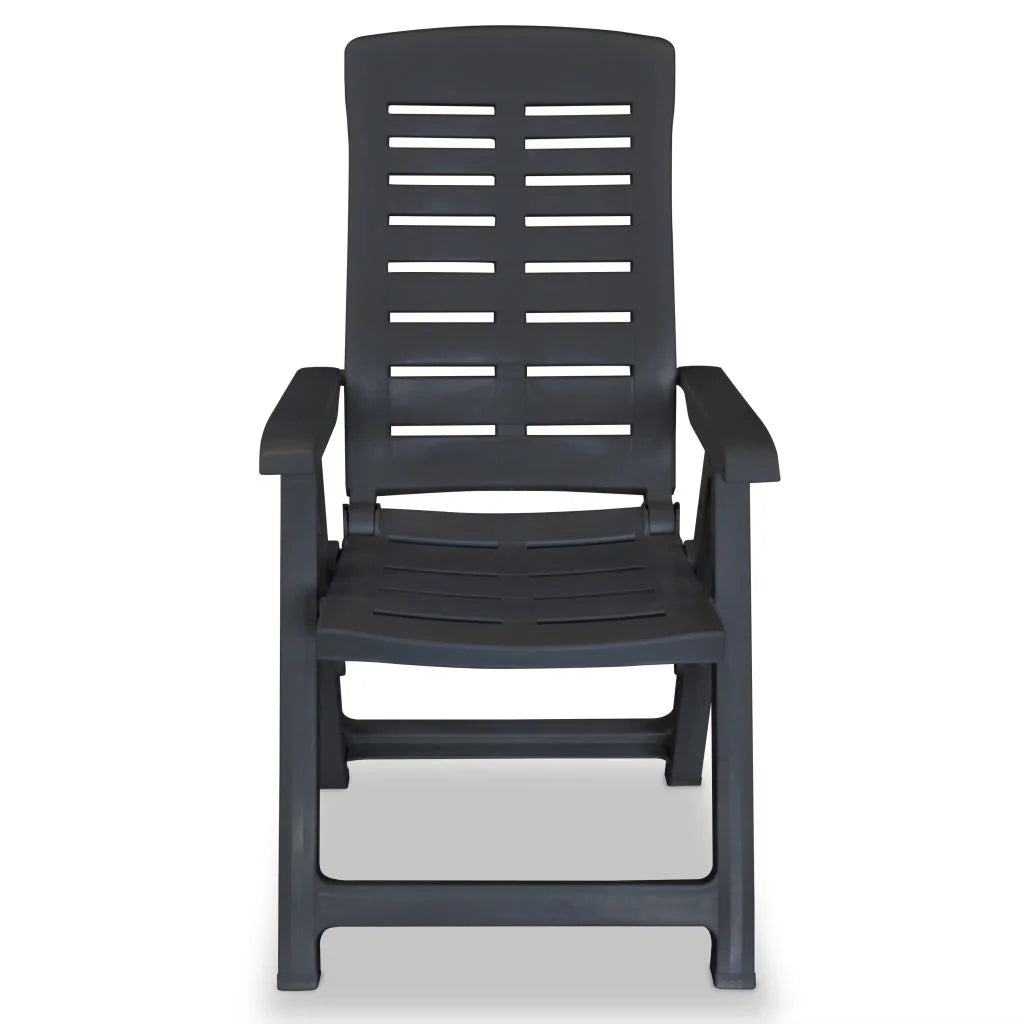 vidaXL Reclining Patio Chairs Outdoor Stack Dining Chair with Armrest Plastic