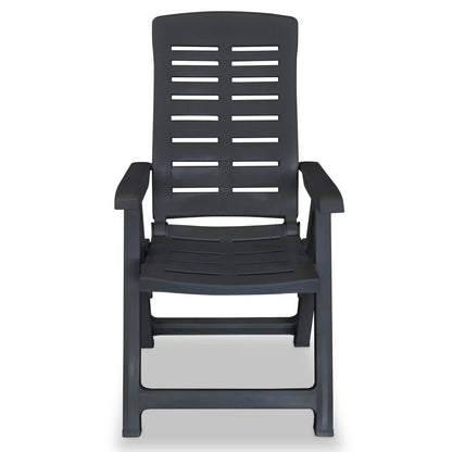 vidaXL Reclining Patio Chairs Outdoor Stack Dining Chair with Armrest Plastic