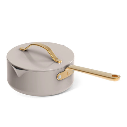 Beautiful 12pc Ceramic Non-Stick Cookware Set with Strainer Lids, White Icing by Drew Barrymore