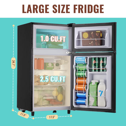 WANAI 5.0 Cu.ft Mini Refrigerator with Freezer 7 Settings Temp Adjustable Large Compact Fridge Silver
